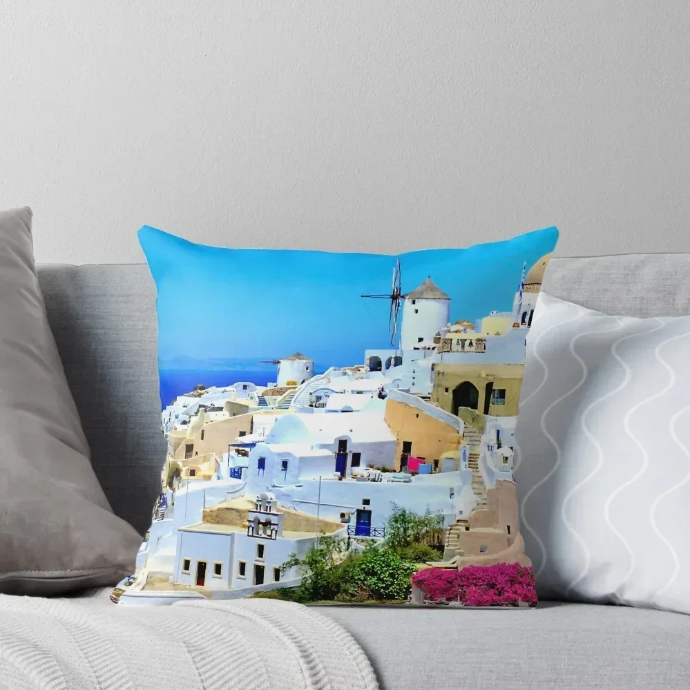 Jigsaw Puzzle Oia Windmills Santorini in the Greek Aegean islands 1000 piece Adults Throw Pillow Cushion Cover Luxury pillow