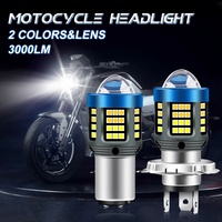 H4 LED Moto BA20D P15D LED Motorcycle Headlight Bulbs Angel Devil Eye Lens White Yellow Hi Lo Lamp Scooter Accessorie