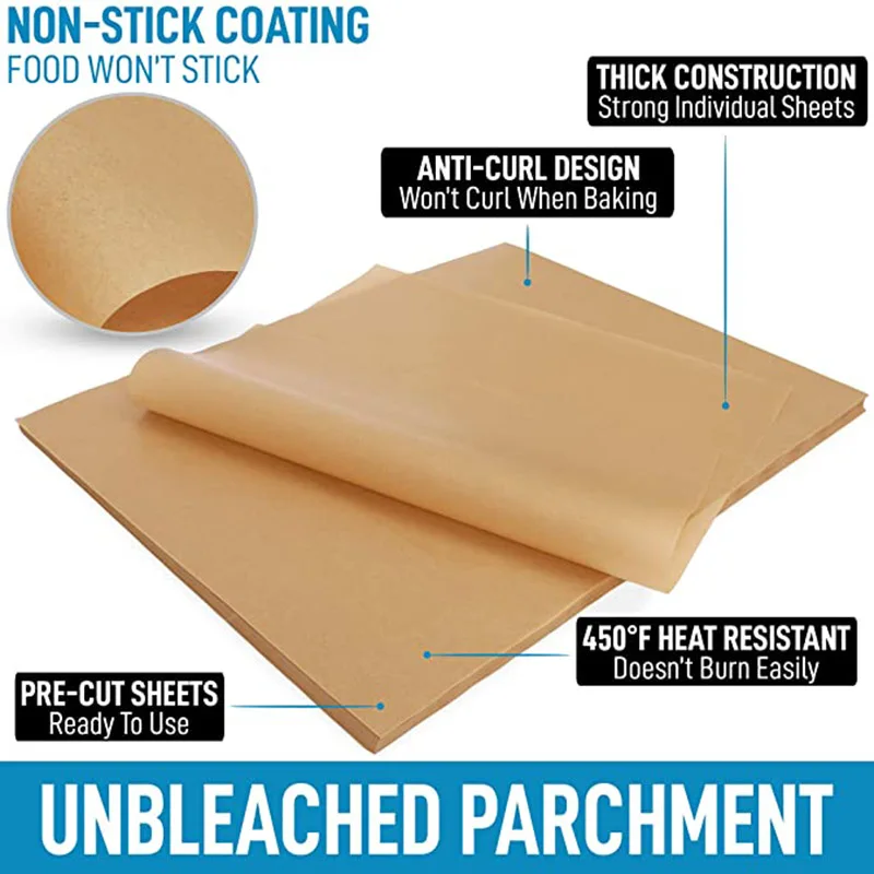 25Pcs Parchment Paper Sheets - 12 x 16 Inches Unbleached Non-Stick Baking Paper for Air Fryer & Steaming