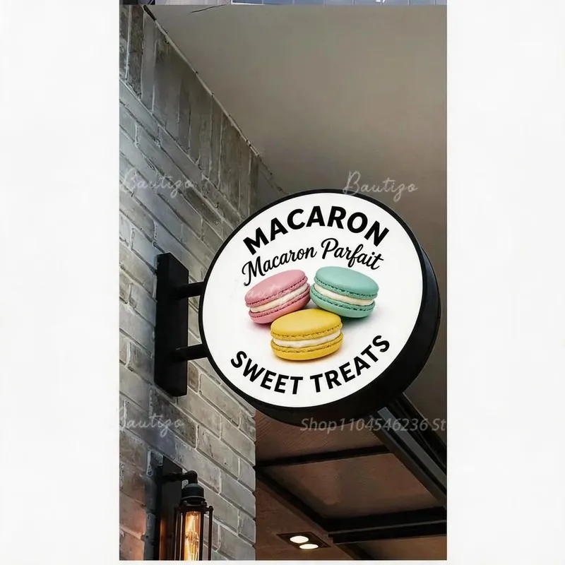 Custom Shape Double Sided Rotating Light Box, Macaron Waterproof Aluminum Frame Outdoor Round LED Advertising Display