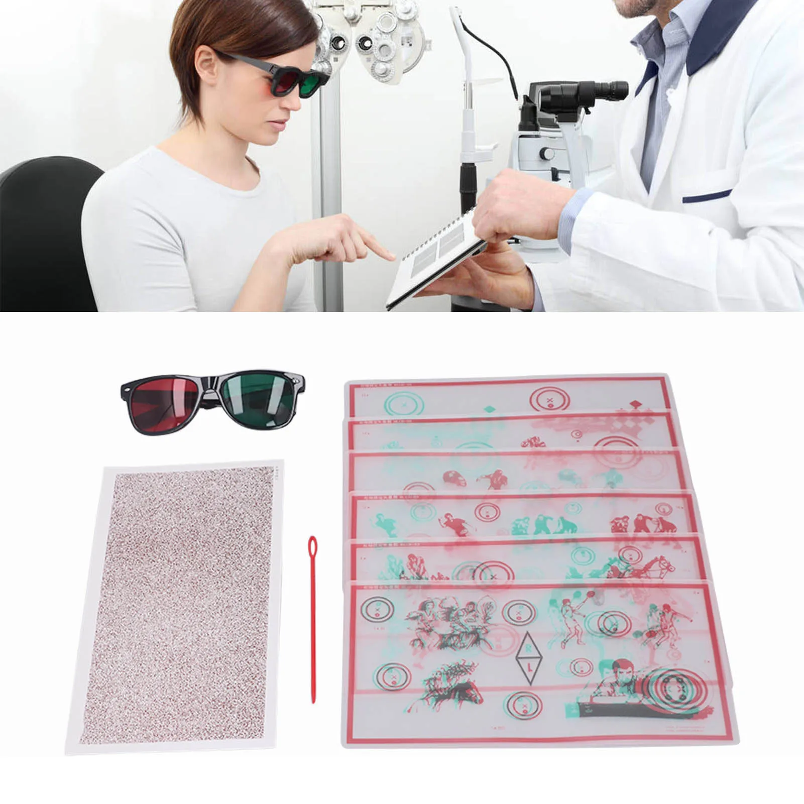 Red Green Fixed Tranaglyph Red Green Fixed Vectograms Convergence Insufficiency Eye Training Low  Test Chart with Glasses