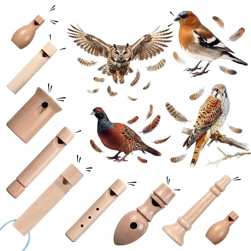 Sifflet d'oiseau en bois, instrument musical amusant pour l'exploration en plein air, l'éducation, les fêtes d'anniversaire des enfants et les récompenses en classe