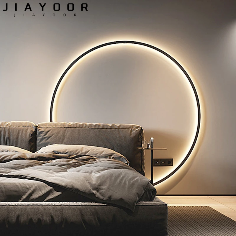 

2024 Minimalist LED Circular Bedside Lamp Bedroom Sofa Living Room Hotel Background Wall Lamp Home Interior Decoration Wall Lamp