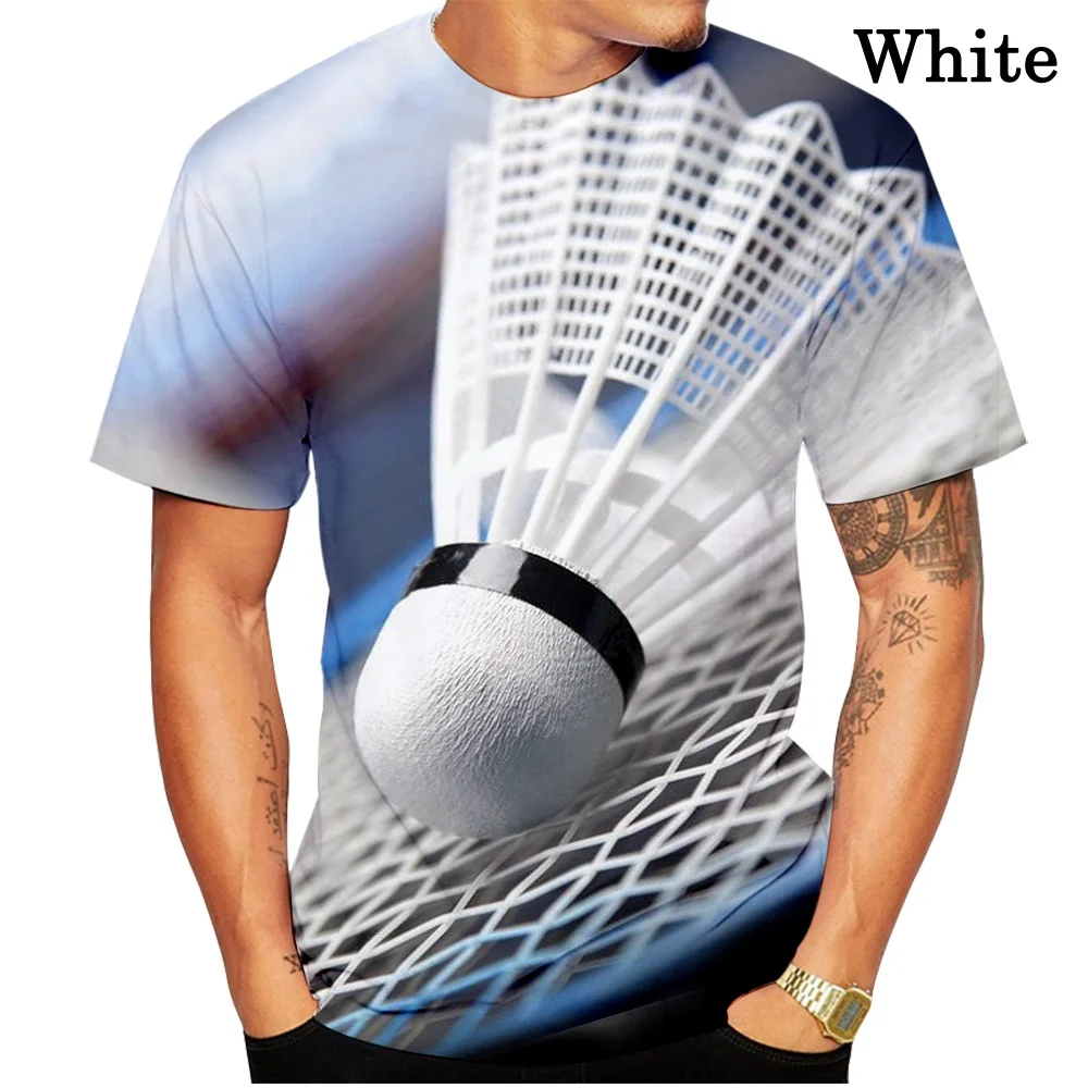 Newest Popular Sports Badminton 3d Print T Shirt Men Cool Funny Creative Round Neck Tee Fashion Shirts