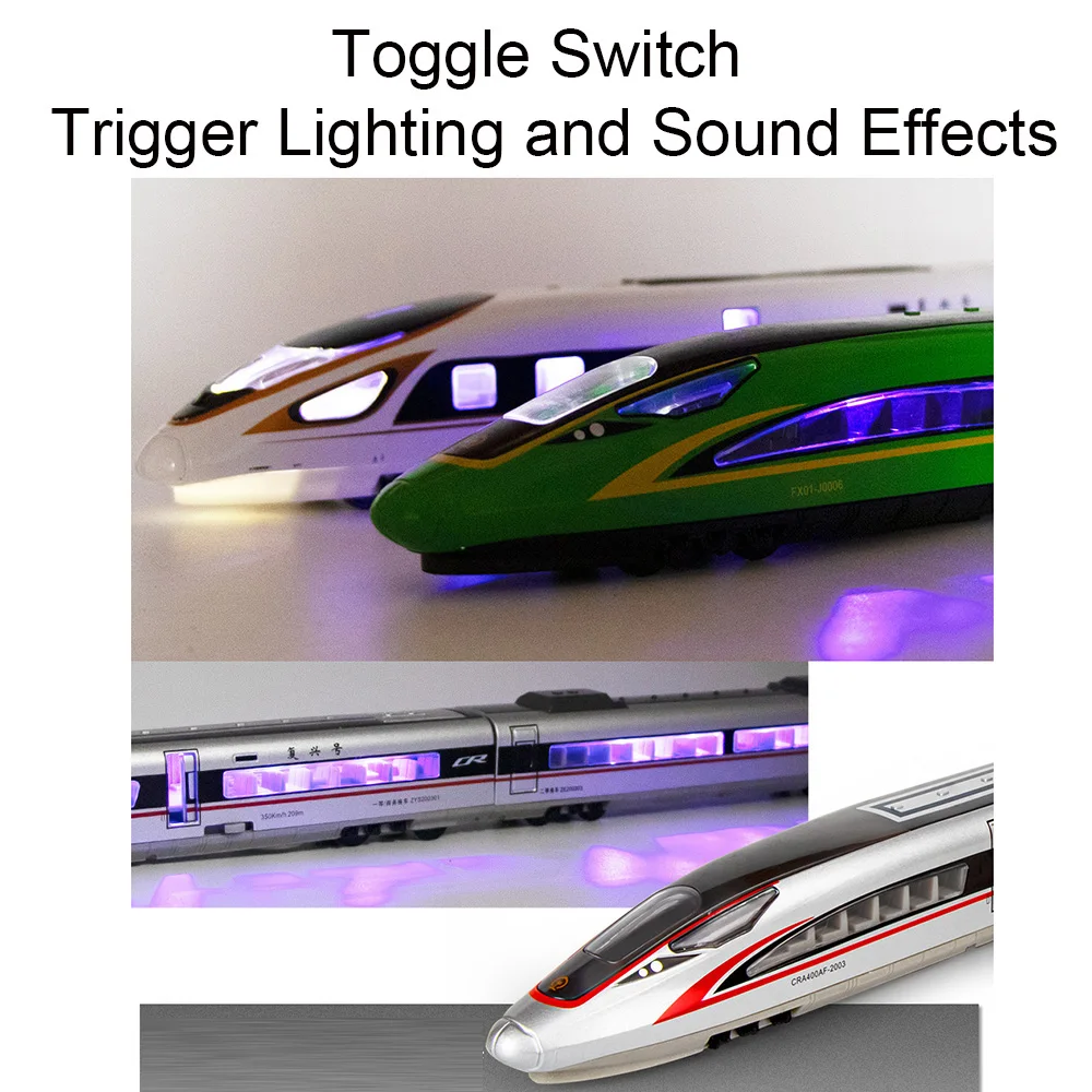 1/87 Alloy Diecast FUXING High Speed Railway Toy Models Car with Light Music High Iron Door Opened Vehicle Kids Educational Toys