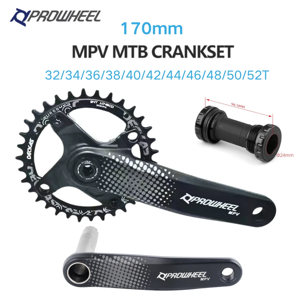 

Prowheel MPV Crank Mountain Bicycle Single Chainring Hollow Split Lock MTB Crank Aluminium Alloy 170mm 32T-52T for 7-12 speed