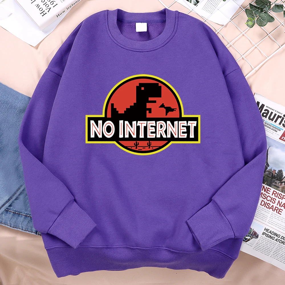 No Internet Fun Little Dinosaur Hoody Men Autumn Fleece Sportswear Comfortable Personality Hoody Loose Pullover Fleece Clothing
