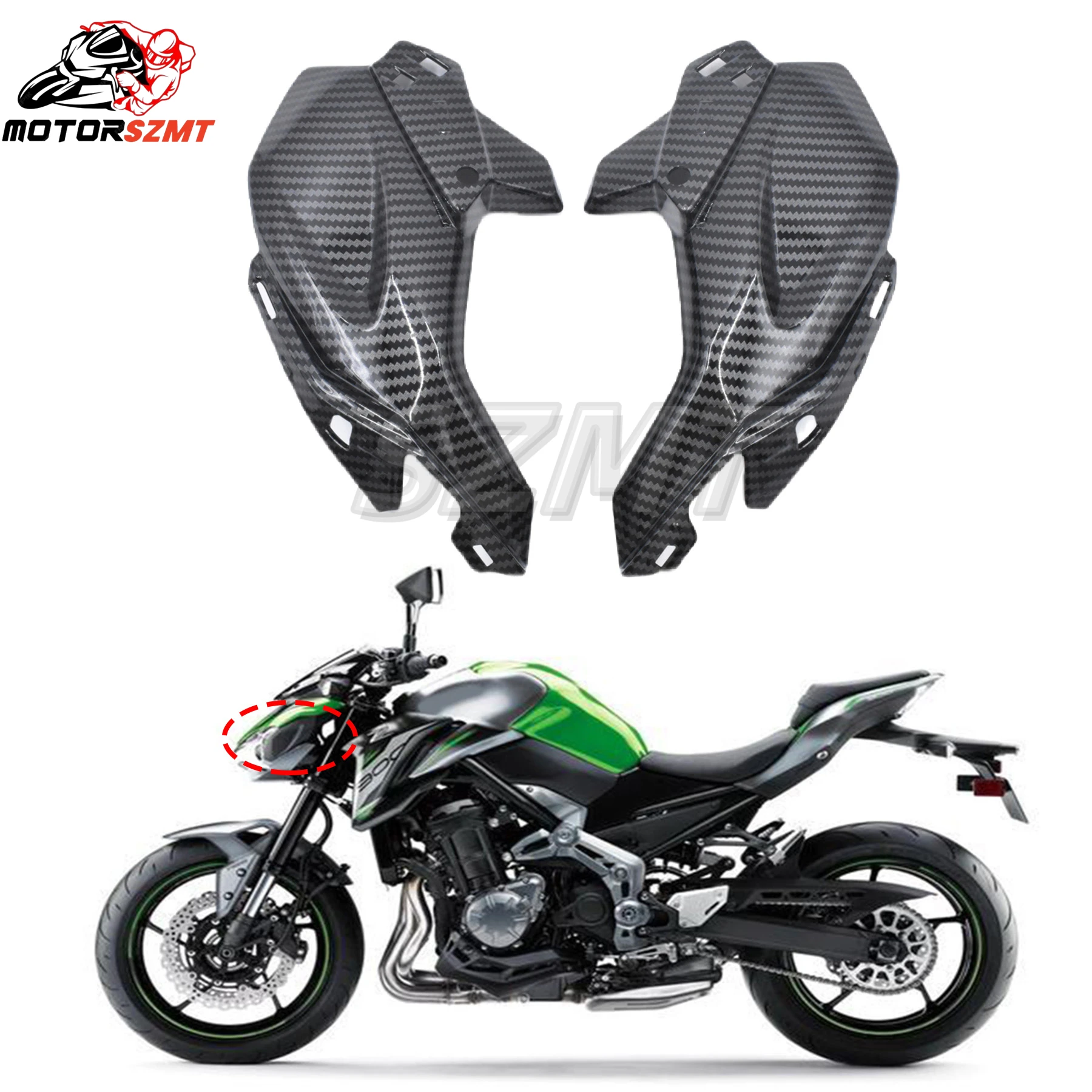 

Z900 Motorcycle Carbon Fiber Front Side Nose Cover Headlight Panel Fairing Cowl Injection Fit For Kawasaki Z 900 2017 2018 2019