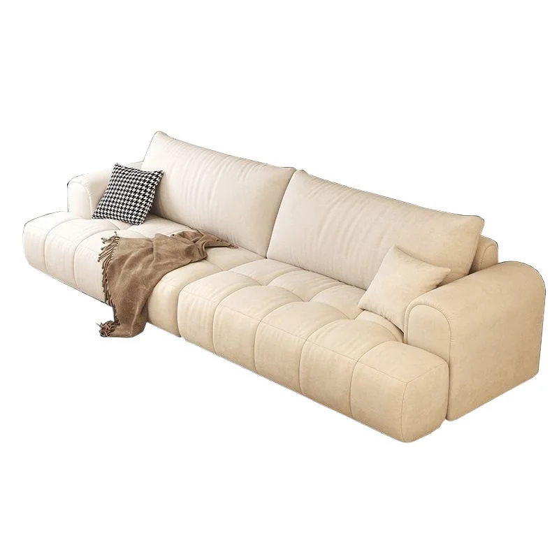 

Cream wind, puffs, marshmallows, cat scratching cloth sofa, living room, small apartment