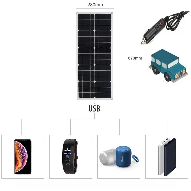 800W Portable Solar Panel 12V Waterproof Flexible Solar Panel Kit 100A Controller Home Camping RV Outdoor Battery Charger