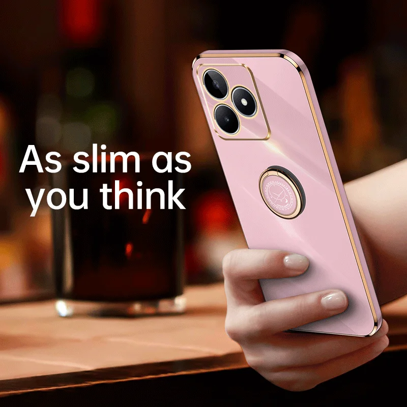 For Infinix Hot 30 Case Infinix Hot 30i Phone Case X6831 X669 X669C Back Cover 30I Luxury Square Plating  Ring Holder Stand Case
