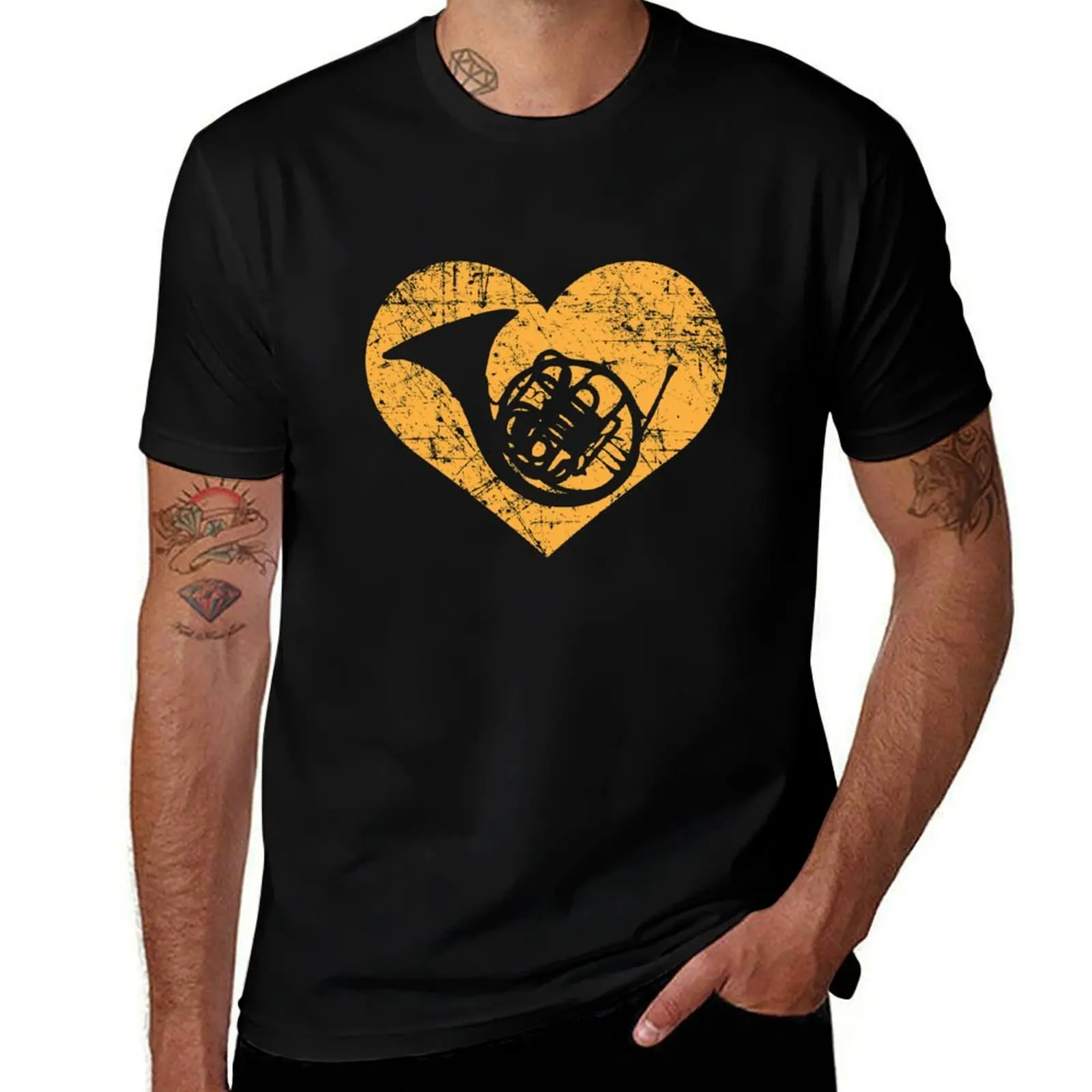 

I Love French Horn - The French Horn Heart T-Shirt anime stuff man t shirt summer top oversized t shirts for men