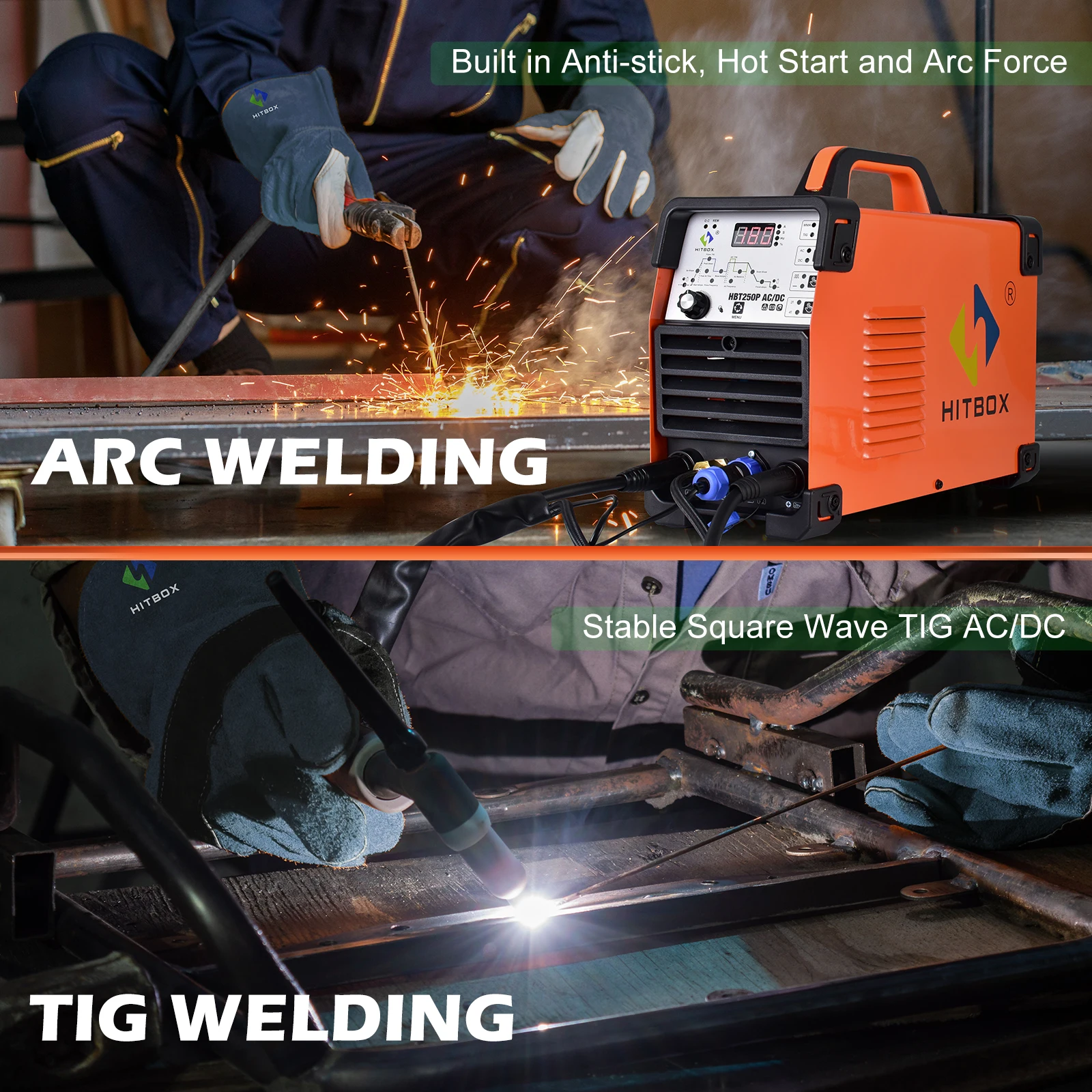 HITBOX AC/DC Aluminum Tig Welding Machine HBT250P MMA ARC Stick Welder Tools IGBT Inverter 2T 4T Soldador With Pulse 220V