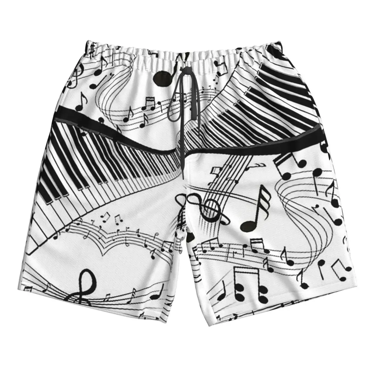 

Abstract Piano Keys With Musical Notes Trunks Beach Board Shorts Casual Quick Dry Swimming Summer Men Pants