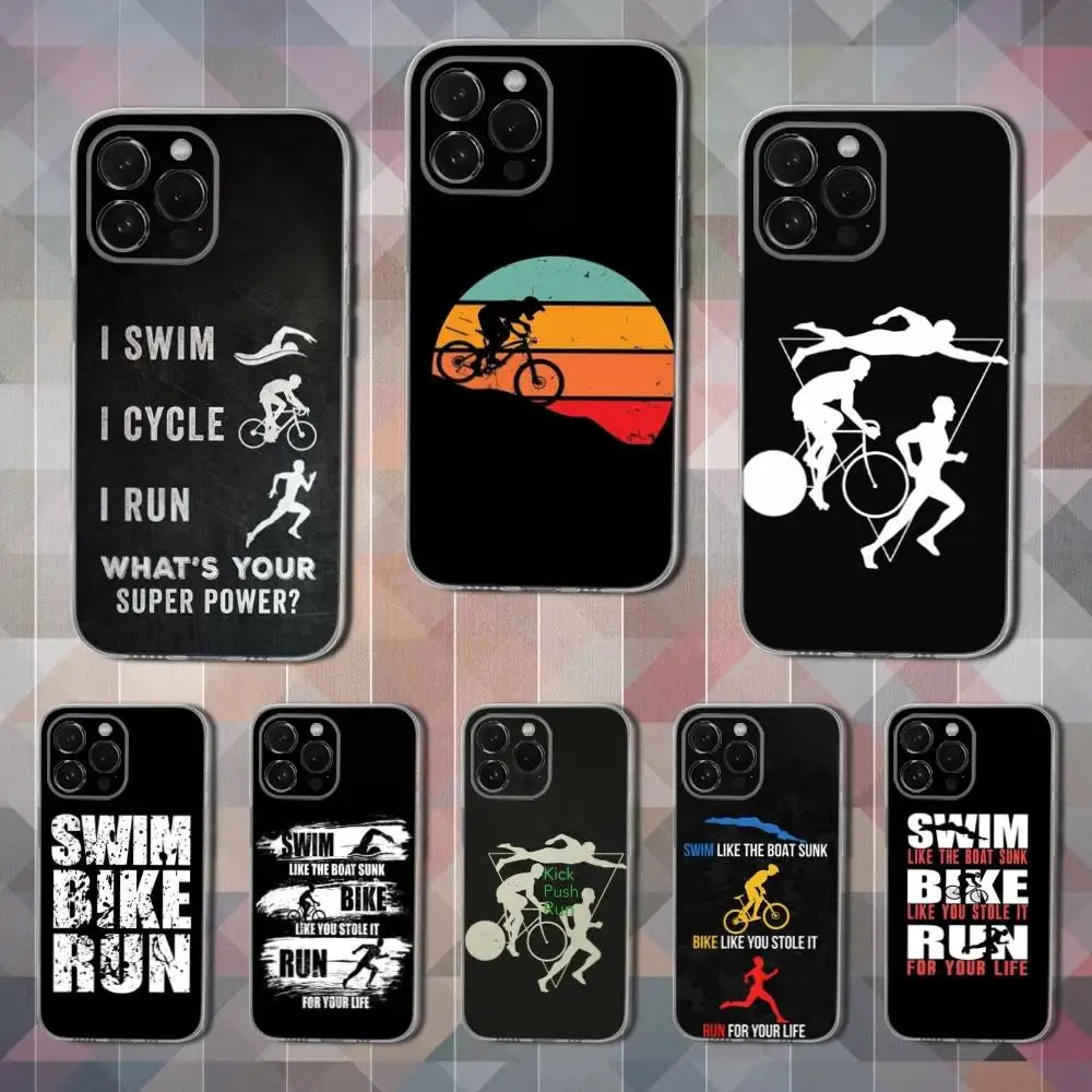 

Triathlon Swim Bike Run For iPhone Max,14,SE,12,15,Pro,17,Plus,11,XS,Mini,16,X,13,XR,Transparent Soft Cover Case