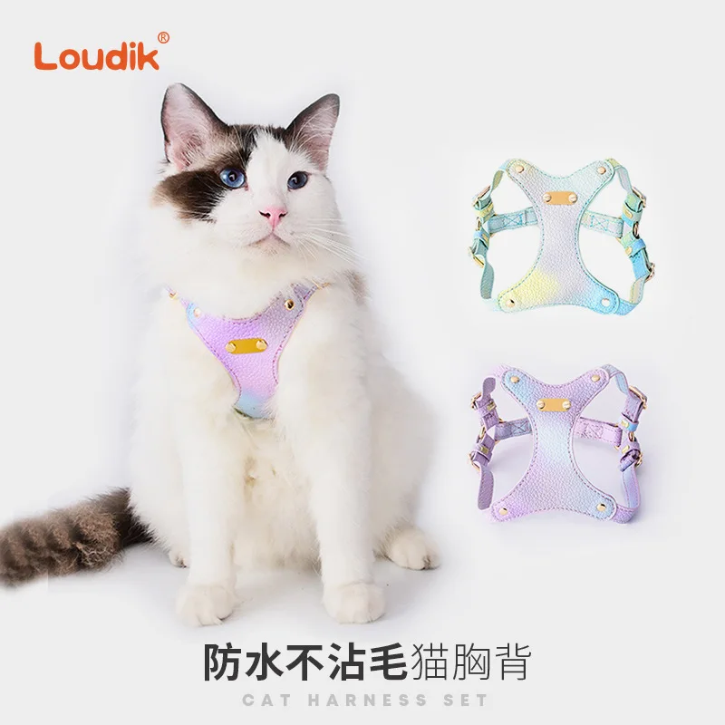 Loudik Colorful Dog Cat Harness Leash Set, Walking Dog Leash Set with Buckle Pet Supplies Small Dogs