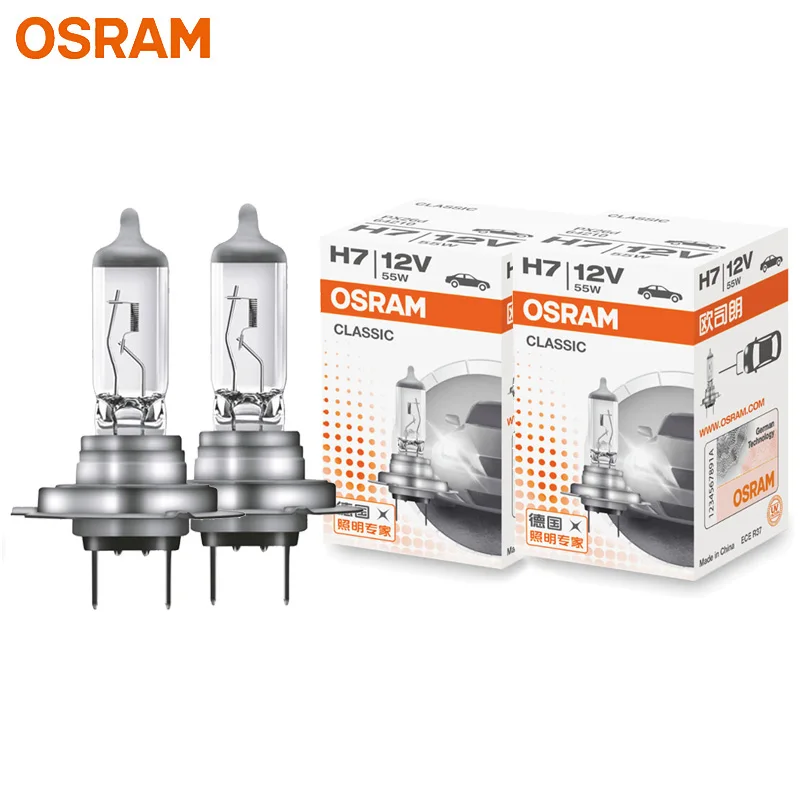 OSRAM-bombillas halógenas H7 clásicas para coche, 2 piezas, 12V, 55W, PX26d, 3200K, lámparas originales, calidad OEM, 64210, par