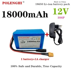 12V 18000mAh 3S6P Lithium-Ion Rechargeable Battery Pack 18650 with Intelligent BMS for Electronics
