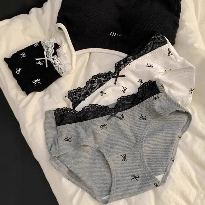 

SP & CITY милые кружевные женские трусики с бантом для девочек, дышащее хлопковое милое нижнее белье с низкой талией, мягкие удобные бесшовные трусы