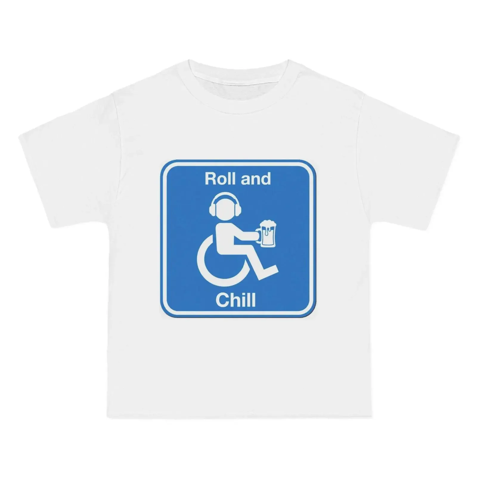 Roll And Chill Funny Wheelchair Humor T Shirt Disability Beer Lover for User vintage Washed Versatile designer clothes
