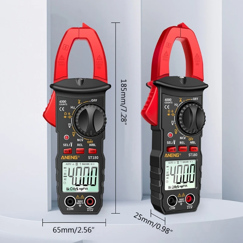 ST180 Digital Clamp Meter Digital Multimeter 600 Amp TRMS 6000 Counts NCV with Current Test Resistance