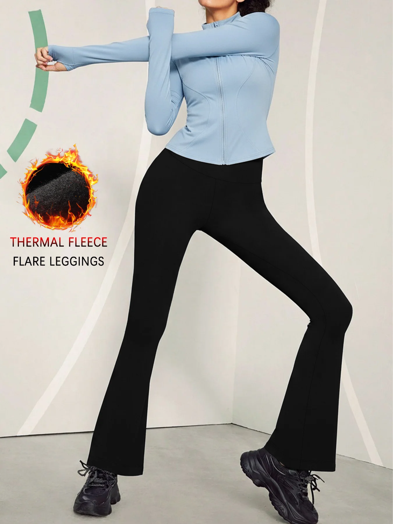 High Waisted Fleece Flare Leggings for Women - Super Soft Bootcut Pants with Tummy Control, Perfect for Yoga Practice