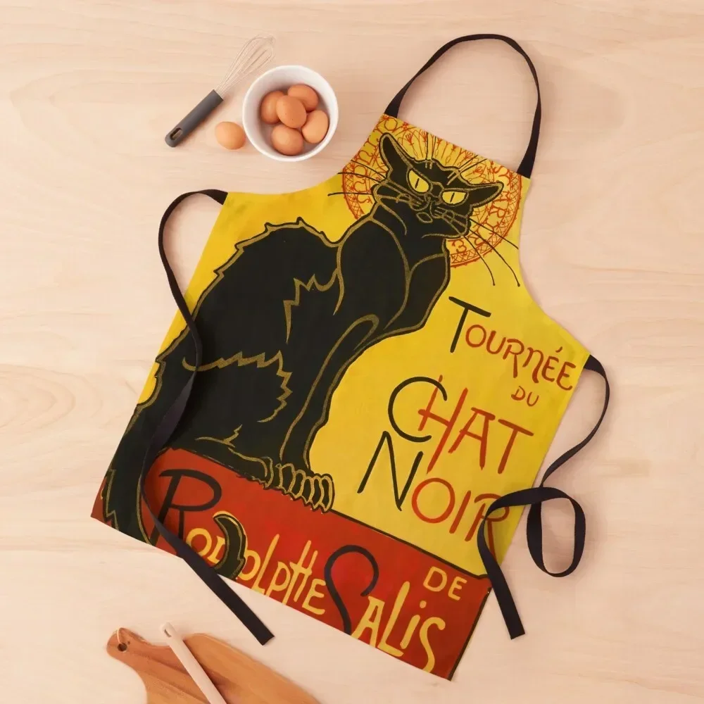 

Le Chat Noir The Black Cat Art Nouveau Vintage Apron Women's kitchen jacket woman manicurist For Home Accessories Apron