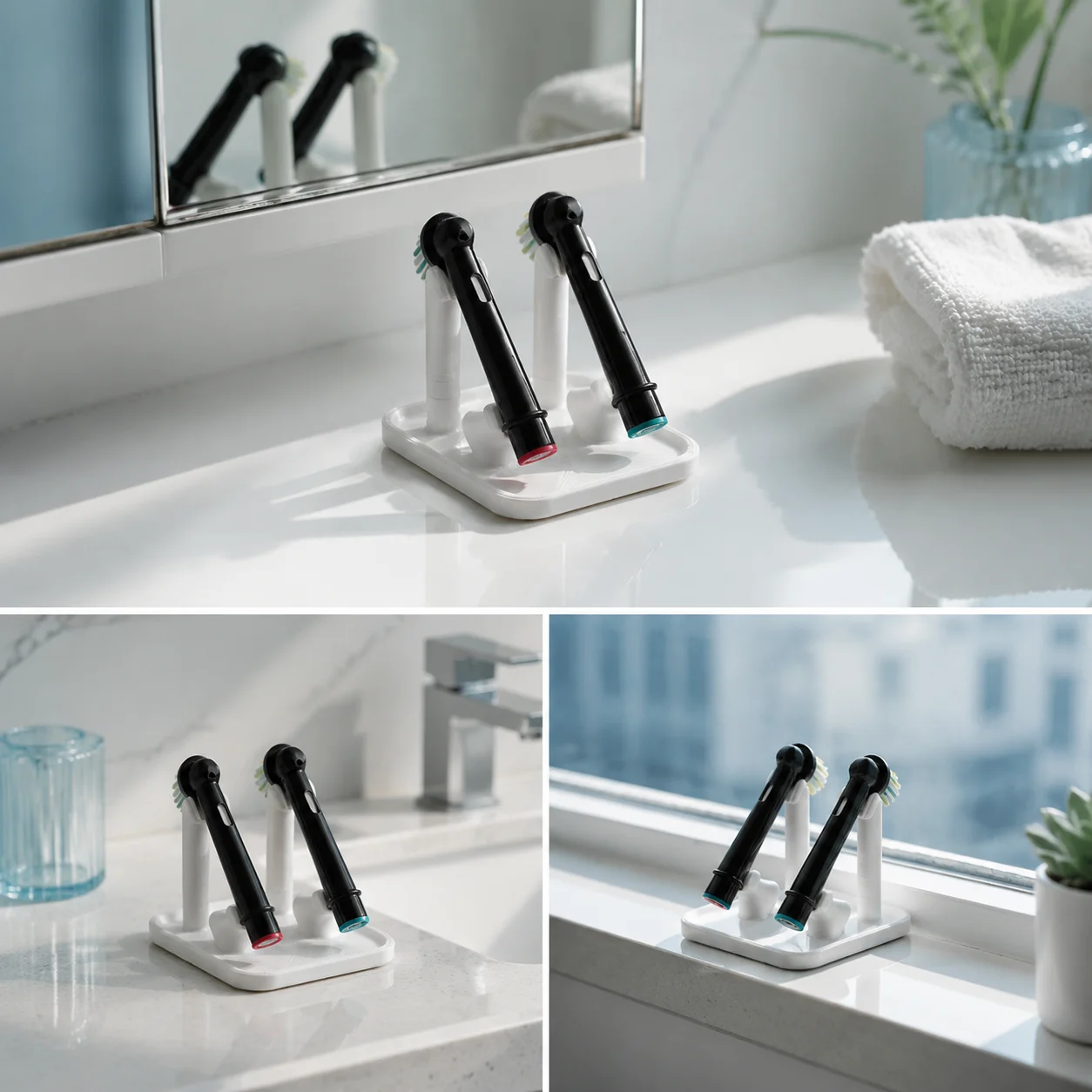 3D Printed Elegant Bathroom Organizer Special Storage Holder Fit Electric Toothbrush Replacement Heads - view 3
