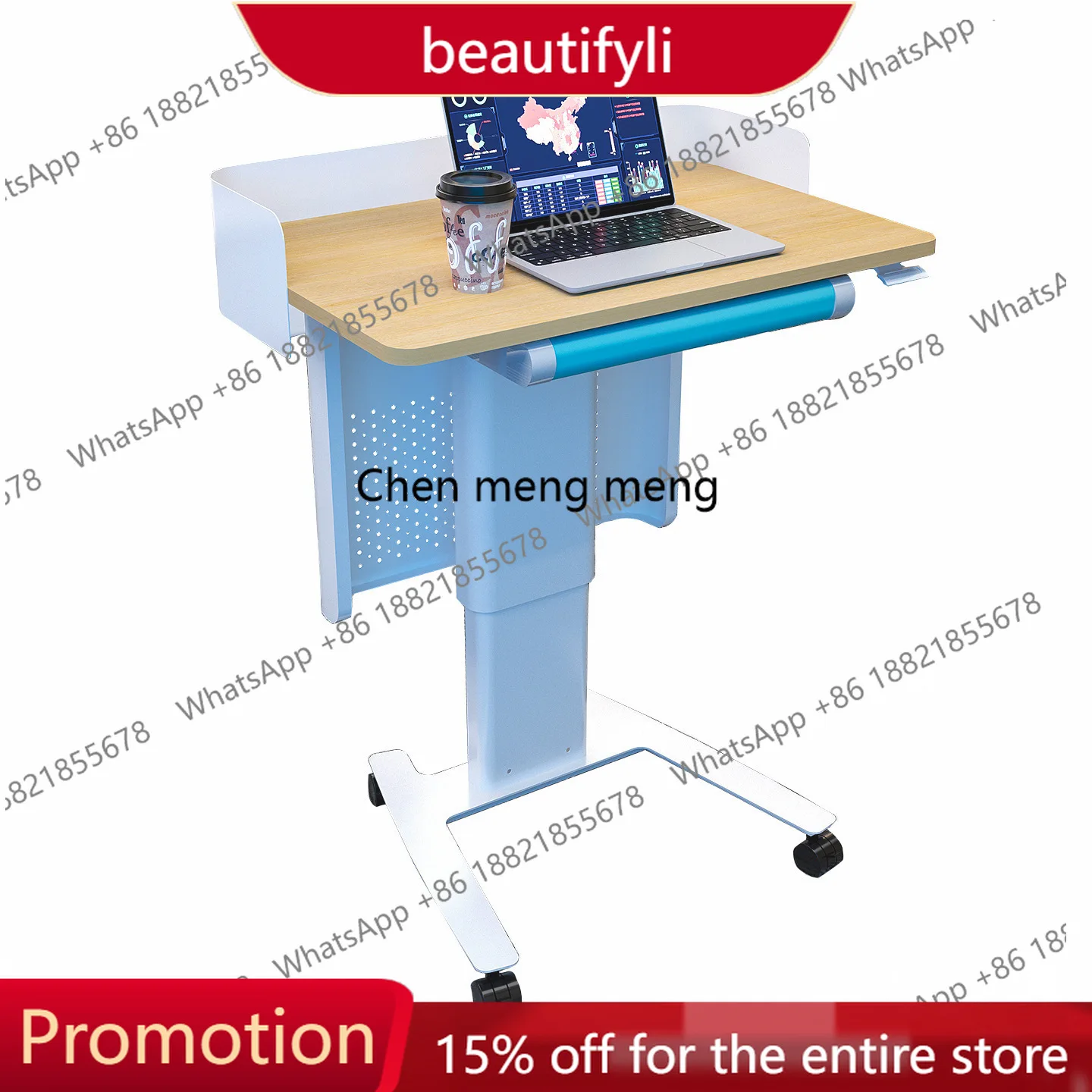 

X188 Lifting Mobile Lecture Table Standing Office Teacher Lecture Table Wheeled School Lecture Table