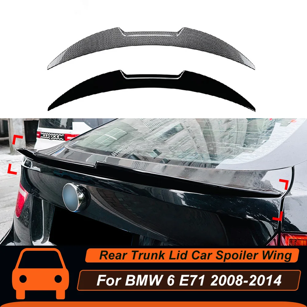 For BMW X6 E71 2008-2014 Rear Trunk Lid Car Spoiler Wing ABS Material Glossy Black Carbon Printing  Auto Exterior Accessories