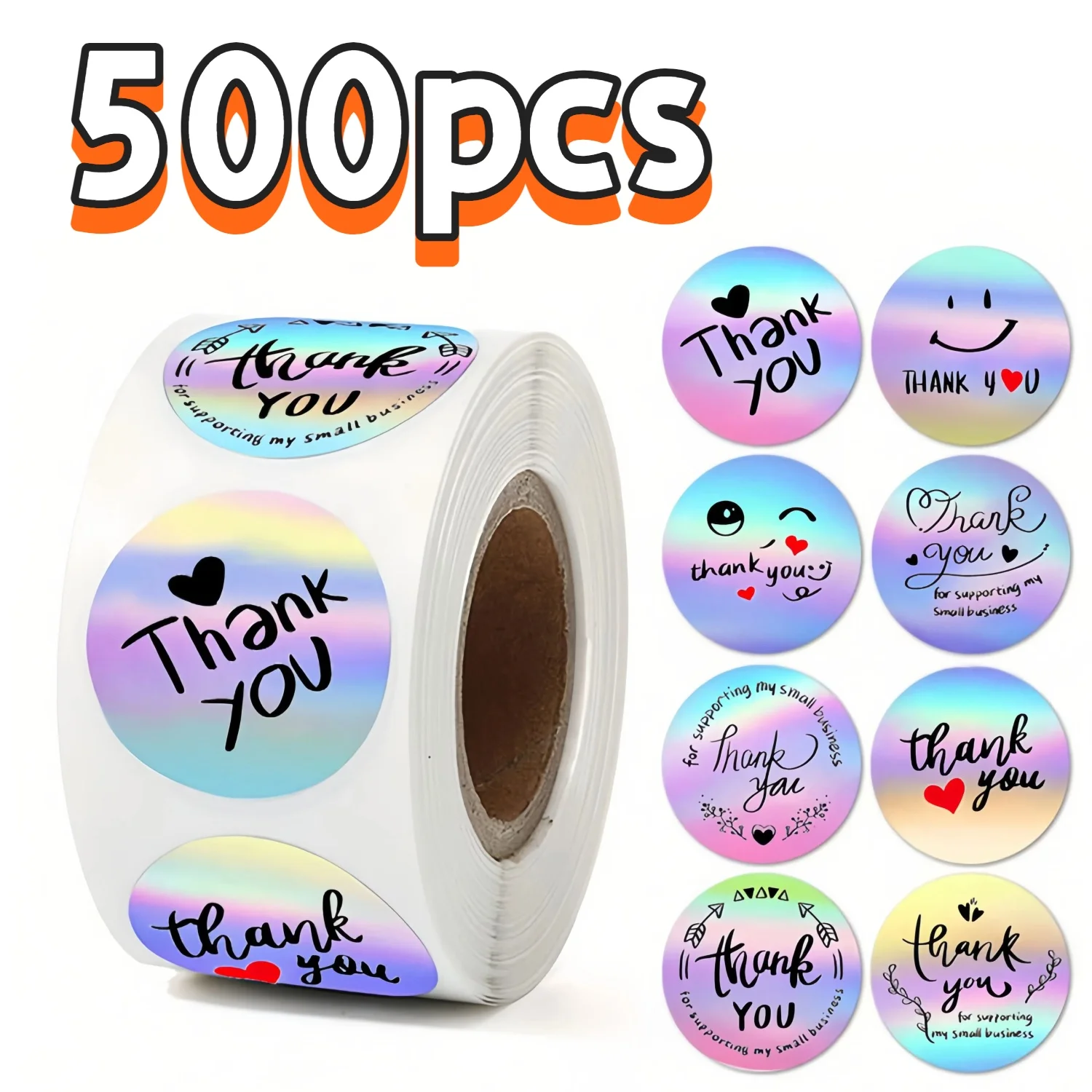 

Thank you label sticker laser round thank you sticker gift box seal sticker holiday self-adhesive decorative roll sticker