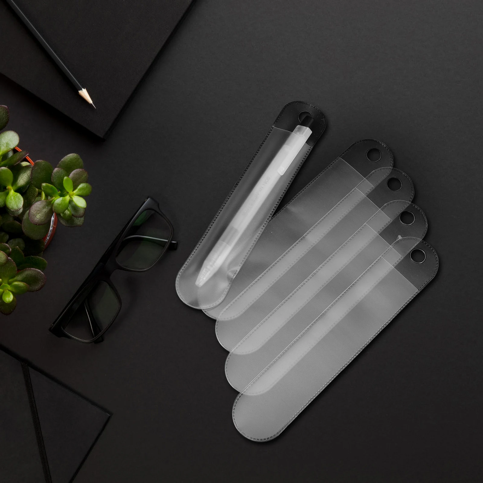 

50pcs Frosted Bag Lightweight Practical Pen Pouches Holder Small Ballpoint Pen Case Packaging School Office Storage