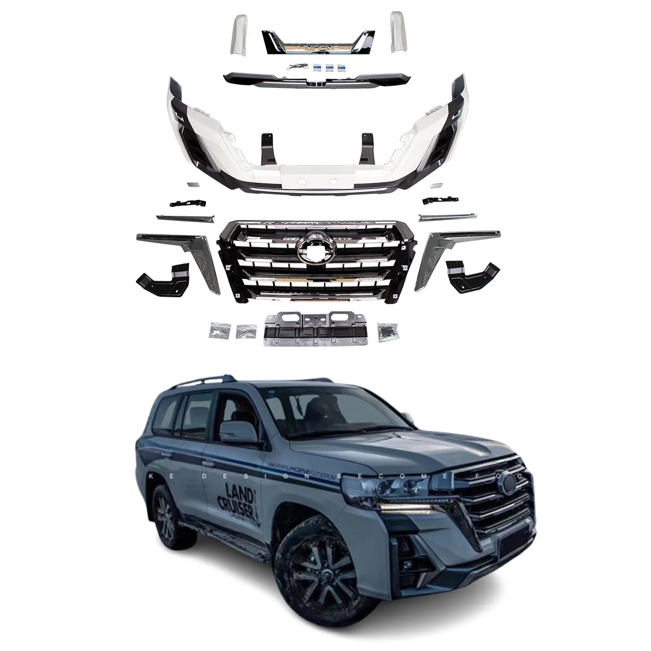 High quality Body kits for Toyota Land Cruiser LC200 upgrade Front bumper Grille Rear diffuser Perfect Fit Body kits for Toyota