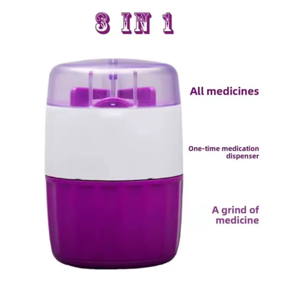 3 In 1 Pill Cutter Grinder Storage Portable Pill Splitter Multifunctional Pill Crusher For Home Travel Medication Management