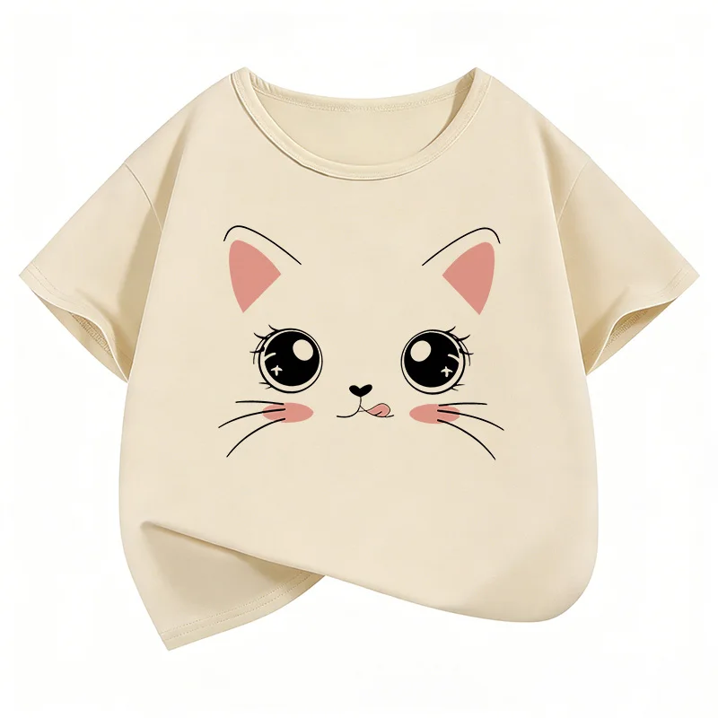 2026 Lustiges Katzen-Meme T-Shirt Kurzarm Kinder T-Shirt Jungen Mädchen Sommer Frühling Lässiges Oberteil