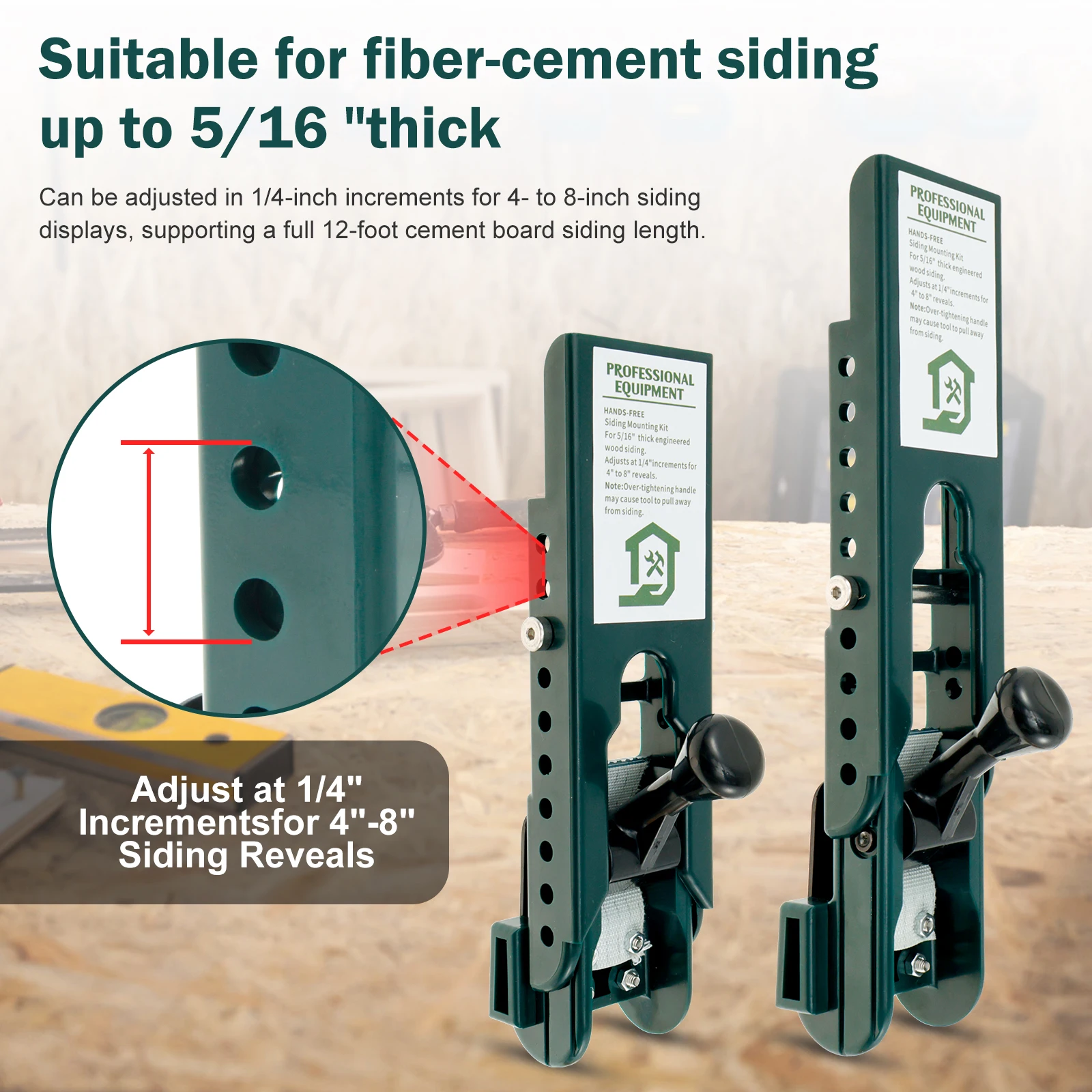 

Siding Installation Kit Adjustable Display Plastic Body Siding Gauge 5/16 Inch Thick Fiber Cement Siding for Wall Installation