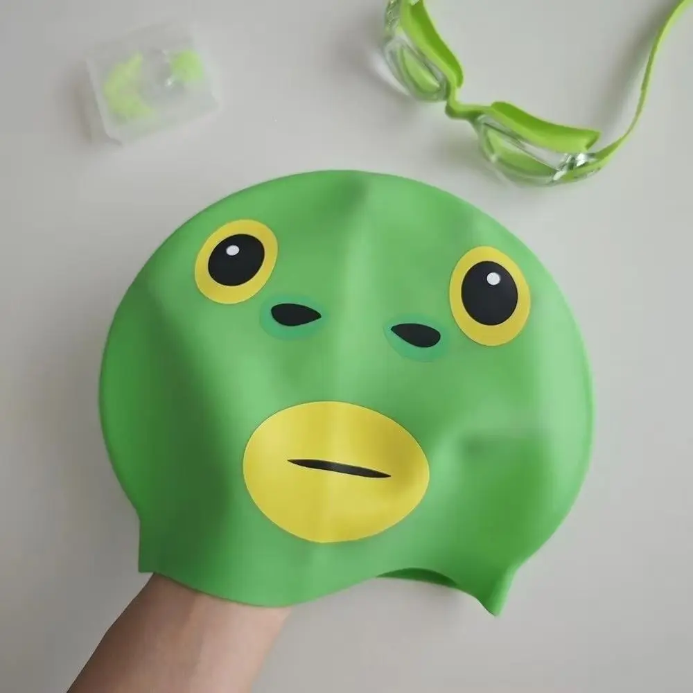 Green-Head Badekappen, hoch dehnbare, wasserdichte Silikon-Badekappen, bequeme, superelastische Fisch-Schwimmkappe für Damen und Mädchen – Detail 3