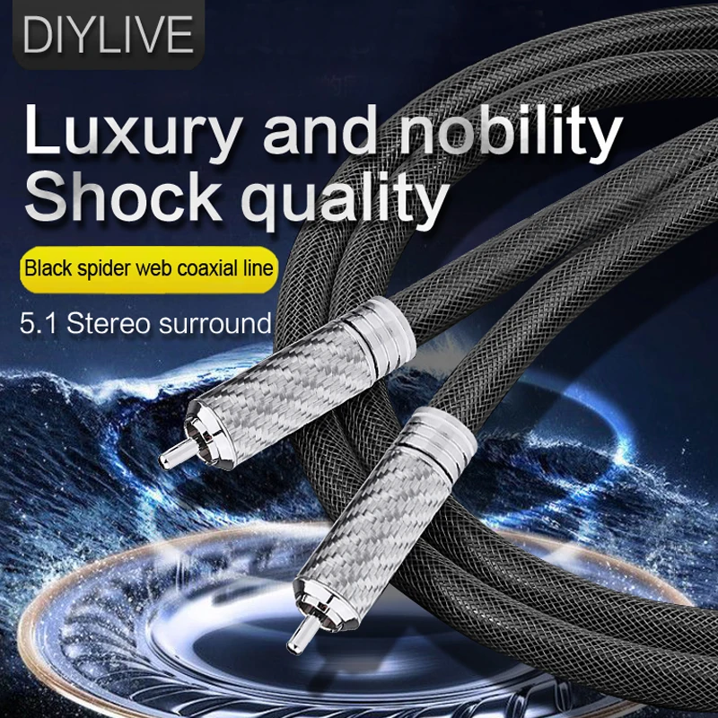 Посеребренная Коаксиальная линия DIYLIVE из чистой меди, hi-fi чистая однокристальная Медная головка лотоса, 75 Ом, цифровой коаксиальный сабвуфер, провод