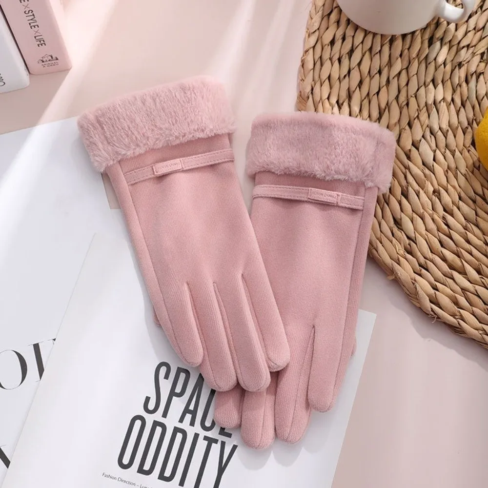 New Plush Winter Gloves Warm Touchable Screen Driving Mittens Full Finger Touch Screen Gloves Girls