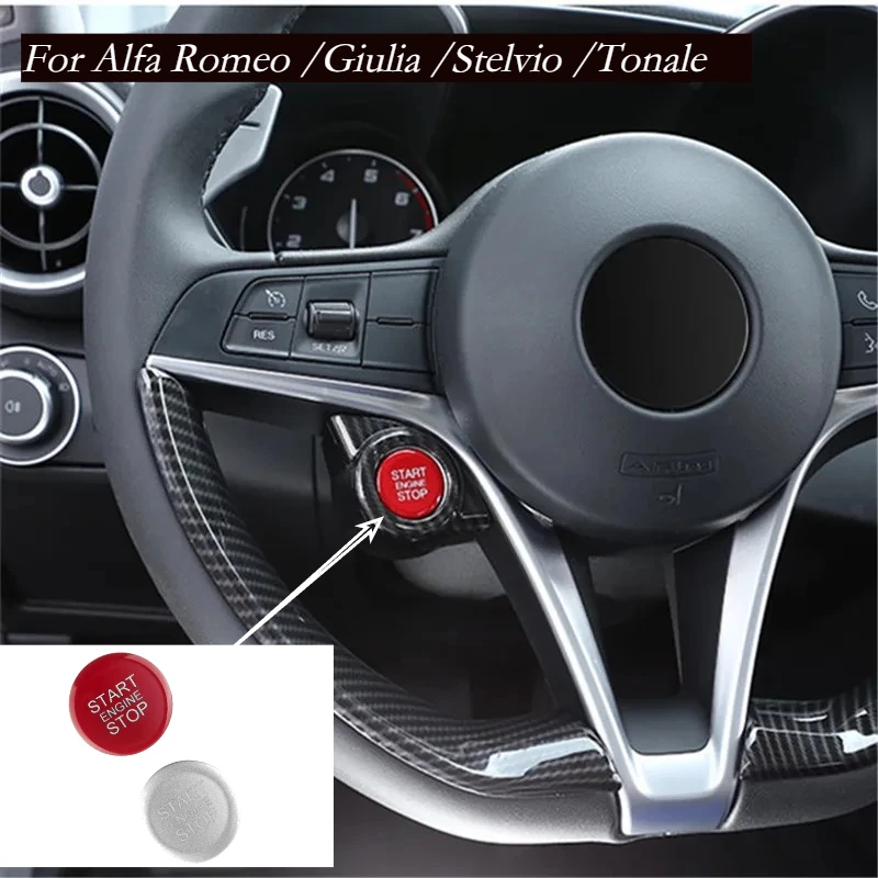 For Alfa Romeo Giulia Stelvio Tonale ABS Car Steering Wheel One-Touch Start Button Patch Trim Sticker Car Accessories