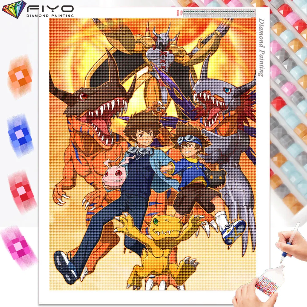 Anime Digimon Diamond Painting New Full Diamond Mosaic 5D DIY Cartoon Animal Embroidery Cross Stitch Kits Anime Art Home Decor