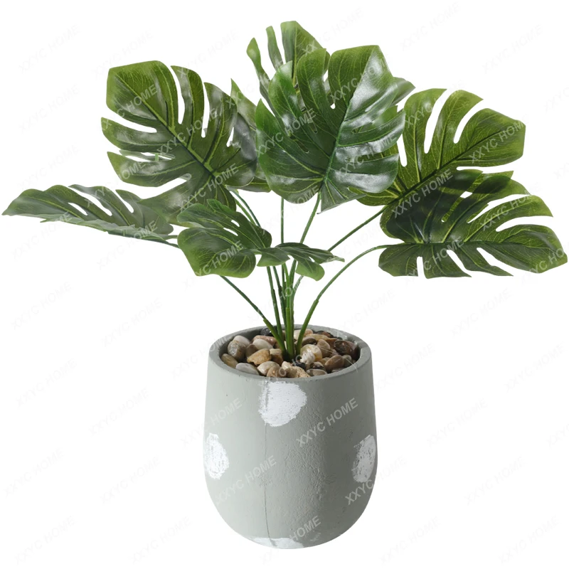 Simulation Plant Bonsai Decoration Indoor Living Room Monstera Decorative Bonsai Internet Celebrity Fake Flower and Greenery