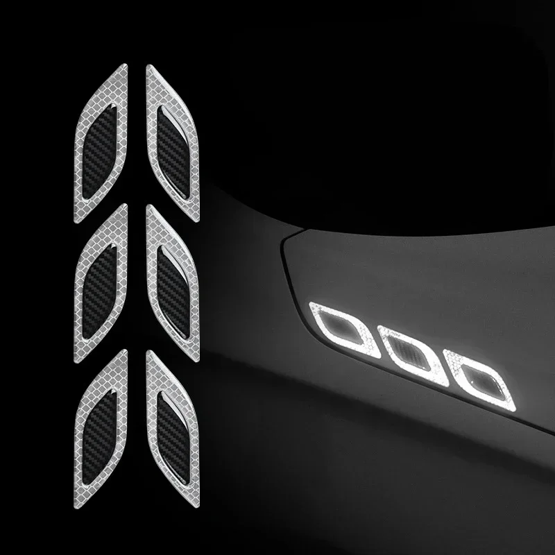6pcs/Set Car Reflective Stickers Anti-Scratch Safety Warning Sticker for Moto Truck Auto Motor Exterior Decorative Accessories view 5