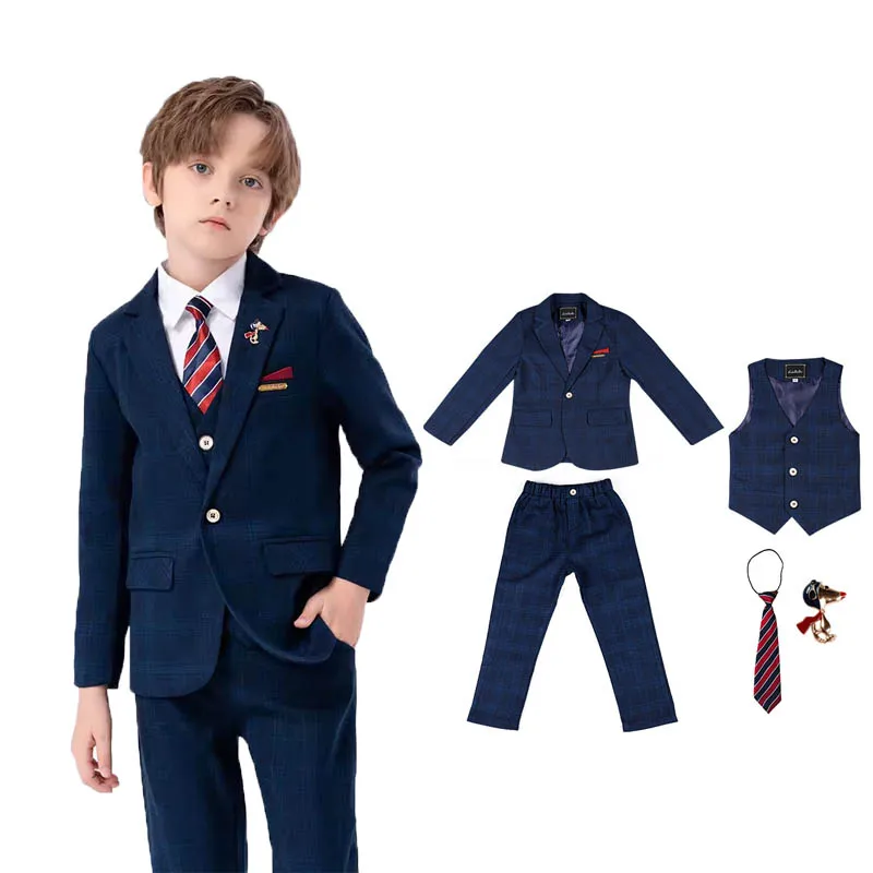 

Children 4Pieces/Set Evening Jacket Vest Pants Bowtie Photograph Suit Kids Easter Church Ceremony Dress Boys Party Host Costume