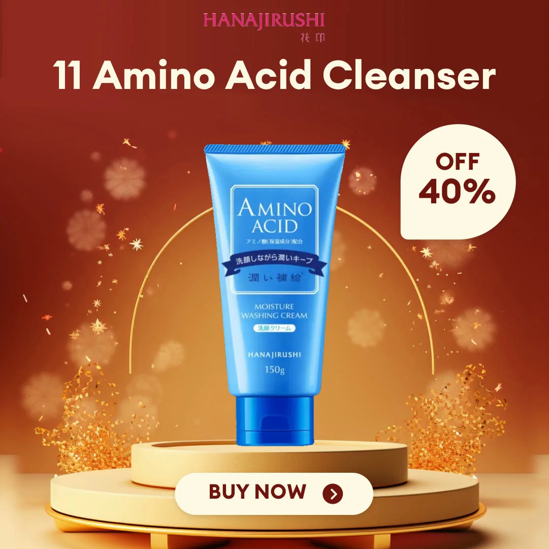 HANAJIRUSHI Amino Acid Foam Cleanser Hyaluronic Acid Face Wash For Dry/Oil/Combination Skin Limpiador Facial Sponge 150ml