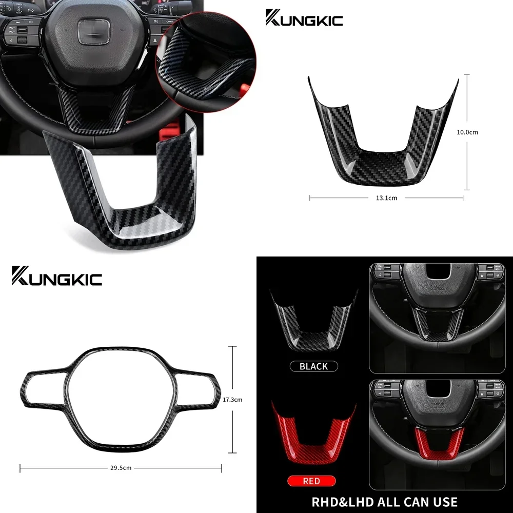 

For Honda Civic 11th Gen CRV Accord 2022-2024 Dry Carbon Fiber Car Steering Wheel Panel Frame Cover Interior Accessories