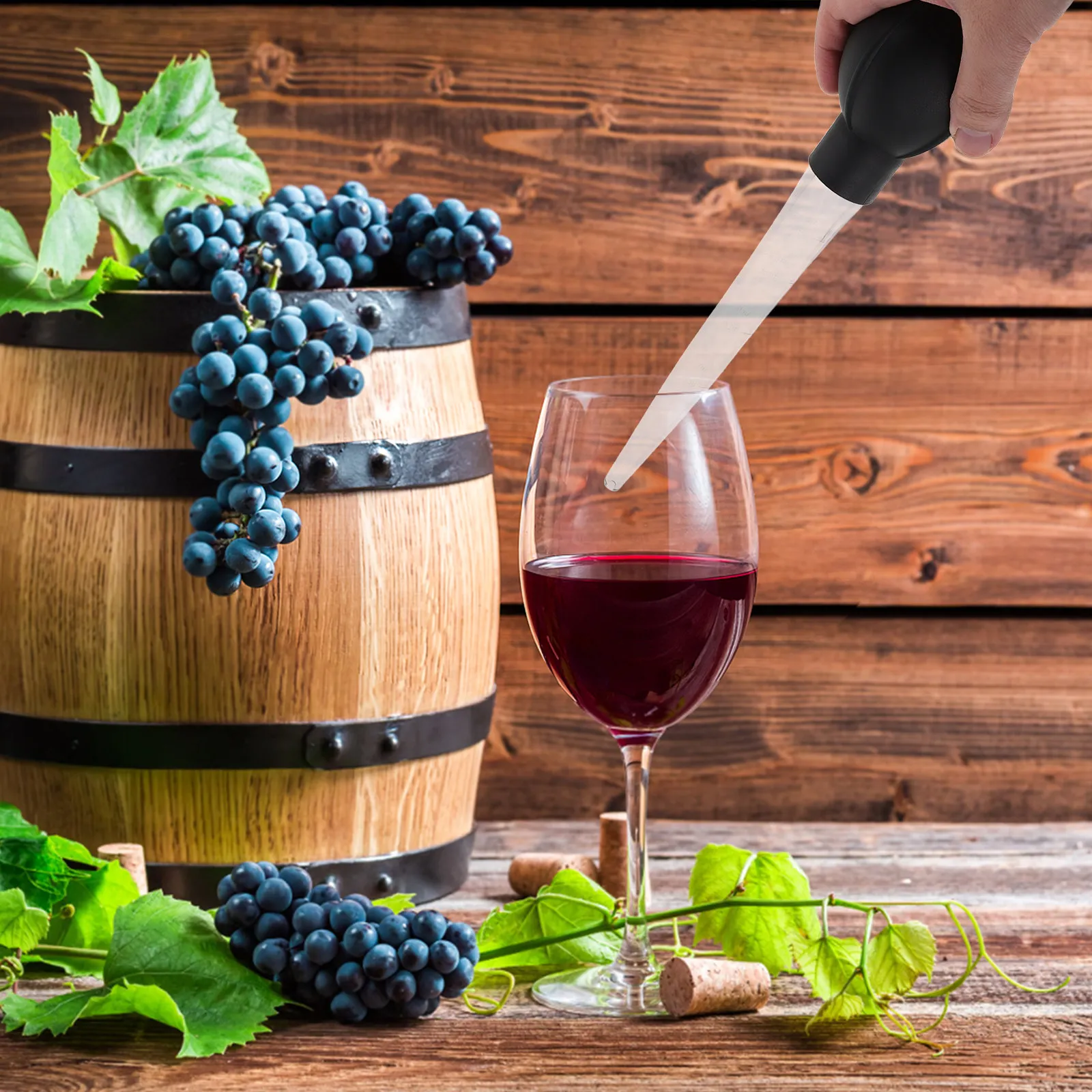 

3Pcs Wooden Barrel Sampling Pump Plastic Wine Dropper Pipettes for Precision Wine Brewing Tasting Oil Transfer Essential Tools