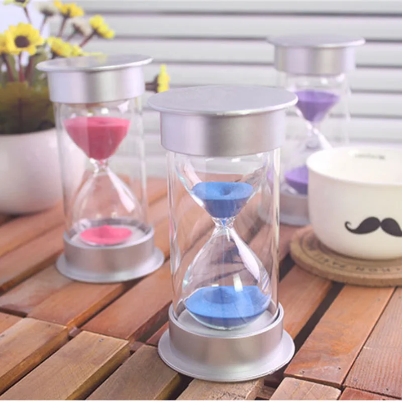 

60 Minutes Colorful Silver Cover Creative Hourglass Anti-fall Sandglass Children's Toothbrush Timer Home Desktop Decoration Gift