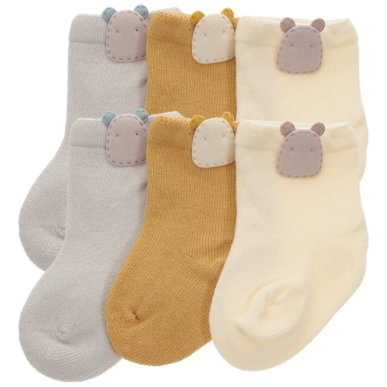 3 pares meias de bebê algodão macio respirável durável antiderrapante primavera outono dos desenhos animados meias panda tamanho xs 0-6 meses recém-nascido criança