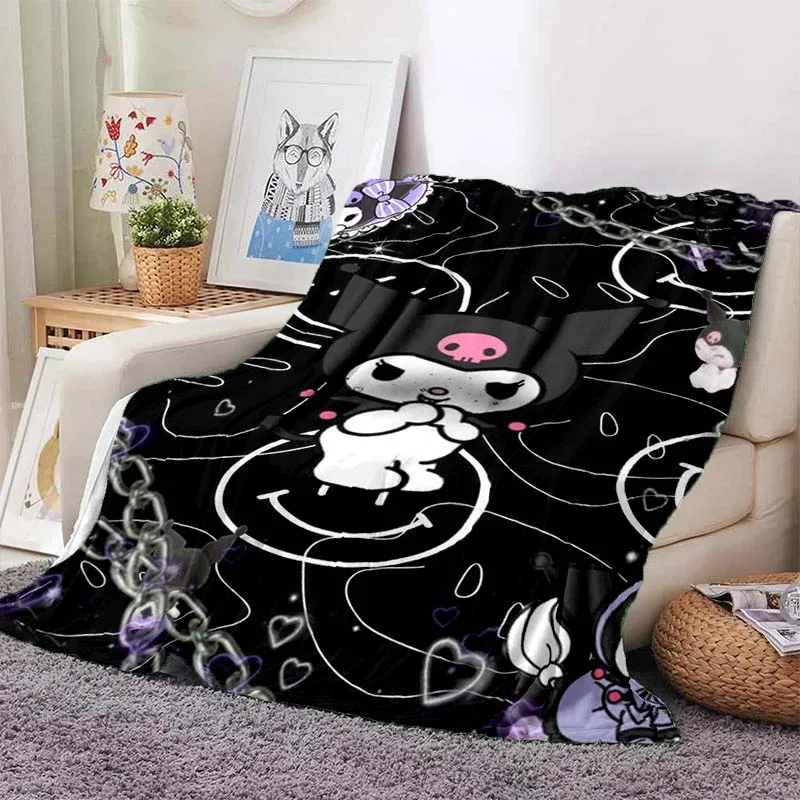 Hellor Kitty Kuromi Blanket for Sofa King Size Sanrio Soft Flannel Throw Fluffy Bed Blanket New Born Winter Blanket Kid Gift